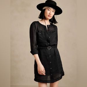 Petite Black Ramie Shirt Dress